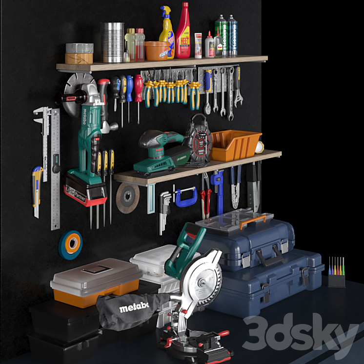 garage tools set 2 3DS Max - thumbnail 2