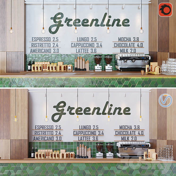 Cafe greenline 3D Model