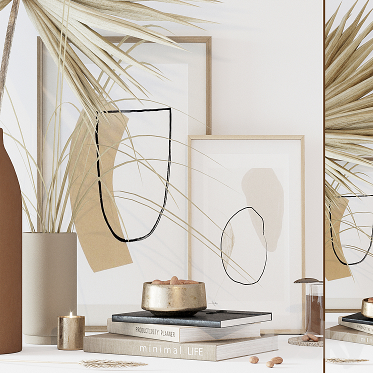 Decorative set with dryed palm 3DS Max - thumbnail 2