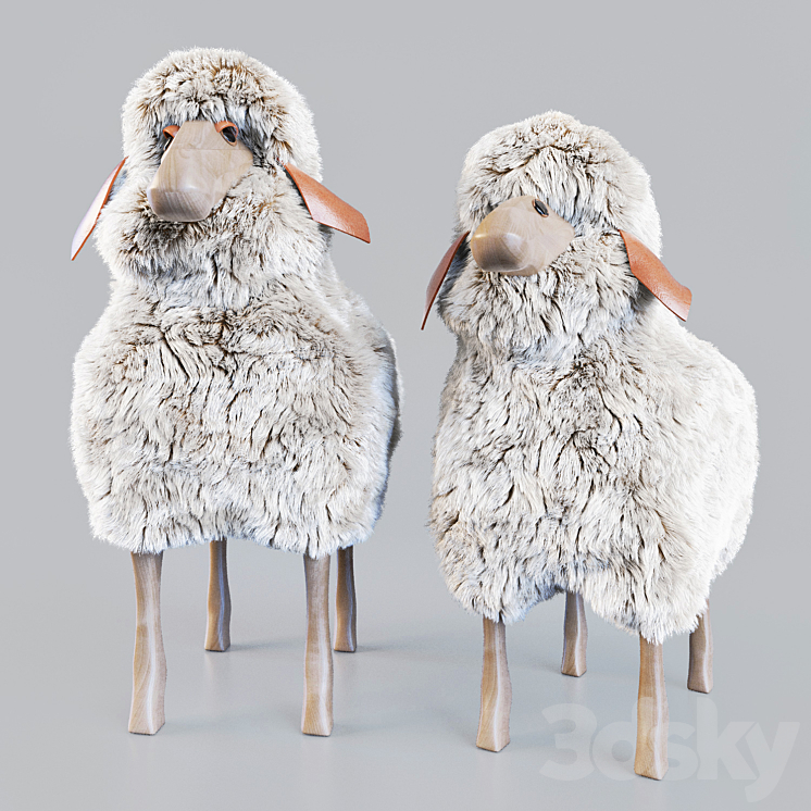 Wooden sheep stool 3DS Max Model - thumbnail 2