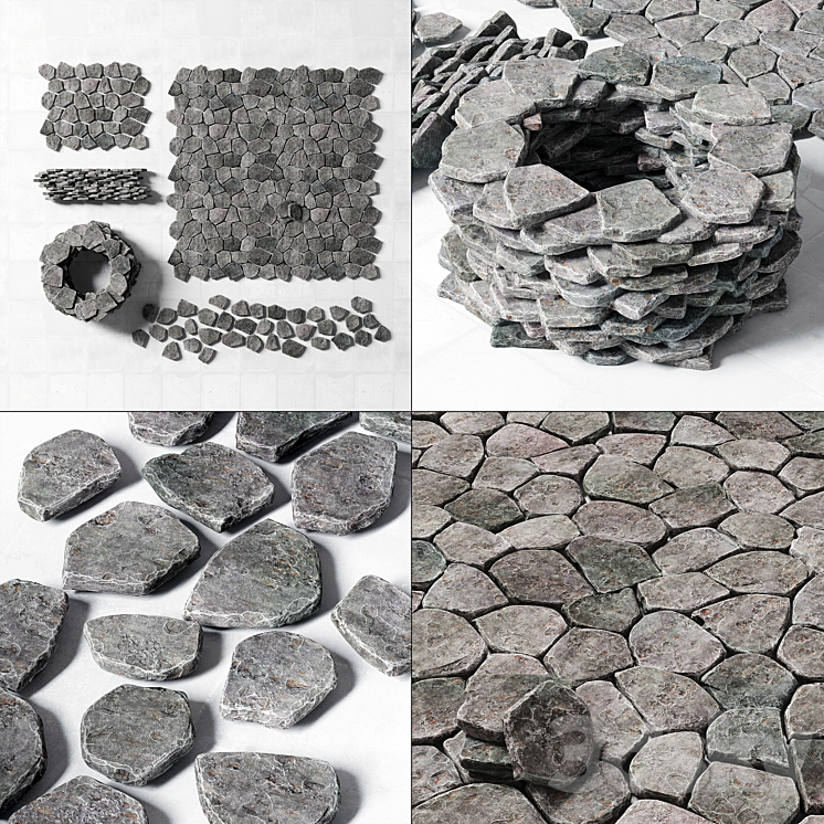 Rock Stone paving wall road / Rocky Stone for paving road walls 3D Model