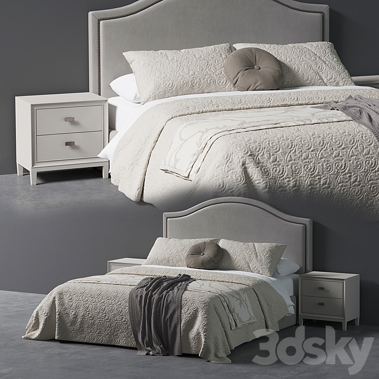 Beverly Queen Headboard Bed 3DS Max - thumbnail 1