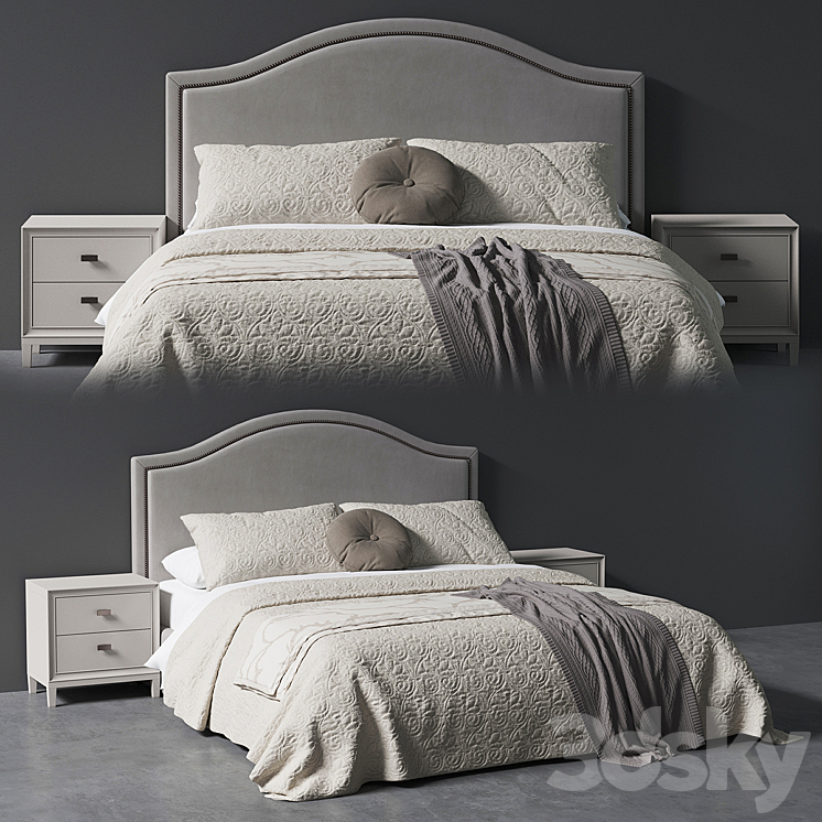 Beverly Queen Headboard Bed 3DS Max - thumbnail 2