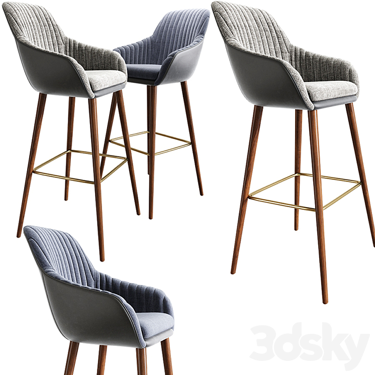 Rochelle Strip Bar Stool And Dining Chair 3DS Max - thumbnail 2