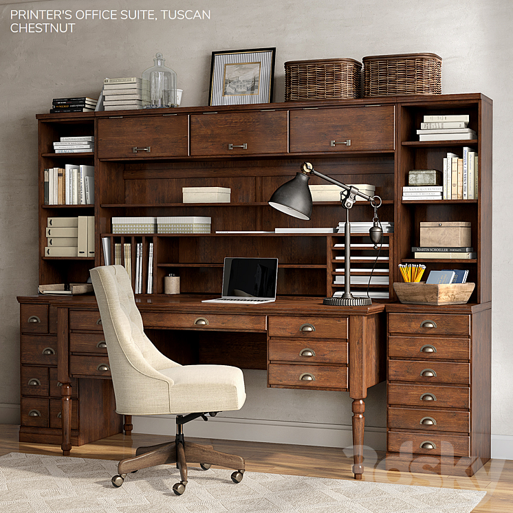 Pottery barn PRINTER'S OFFICE SUITE 3DS Max - thumbnail 1