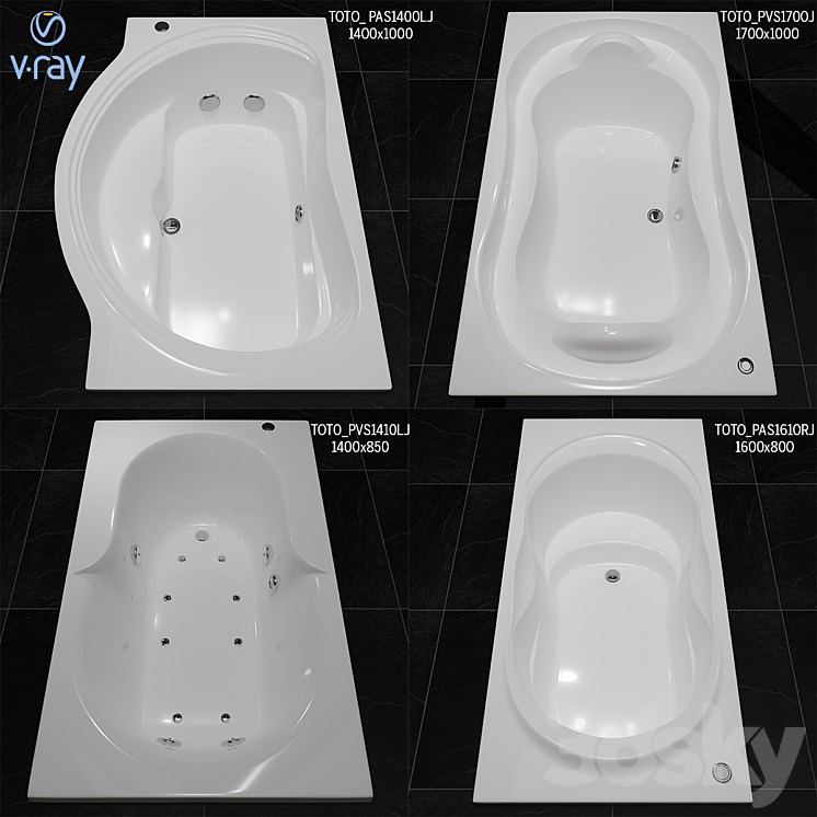 Toto Bathtub Flexing Detail Bathtub 3D model