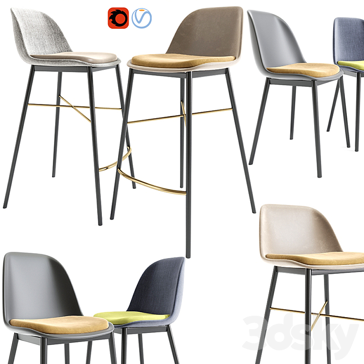 Modern Bar Stool And Dining Chair 3DS Max - thumbnail 2
