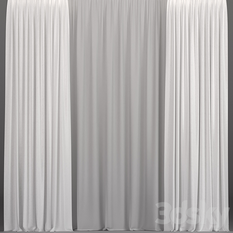 White curtains from tulle. 3DS Max - thumbnail 1
