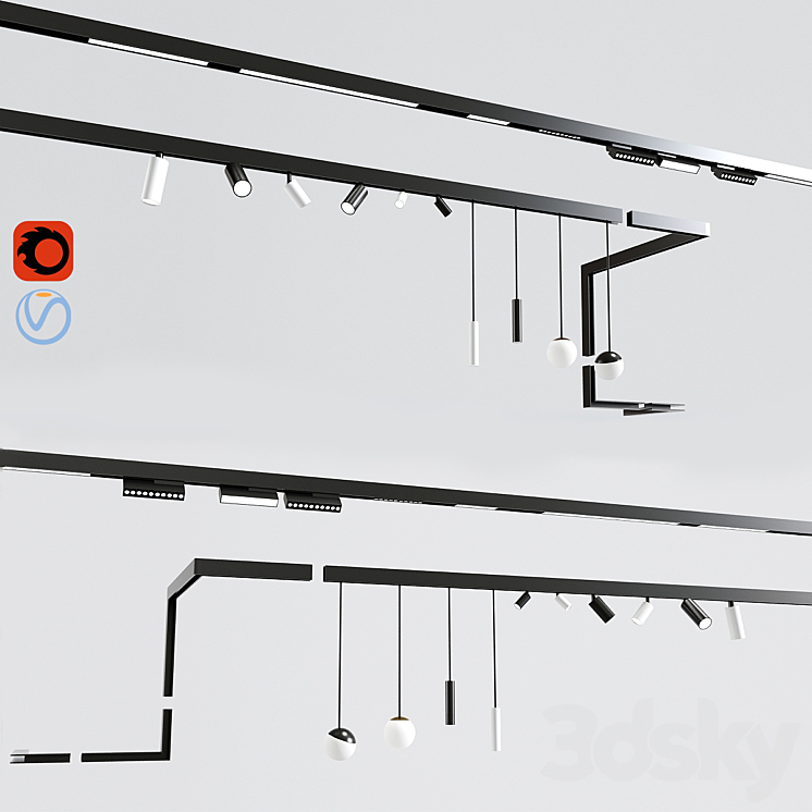 Ceiling Track Light Project 3DS Max - thumbnail 1