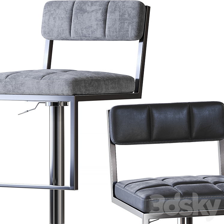 CorLiving Square-Tufted Wide Adjustable Bar Stool 3D Model
