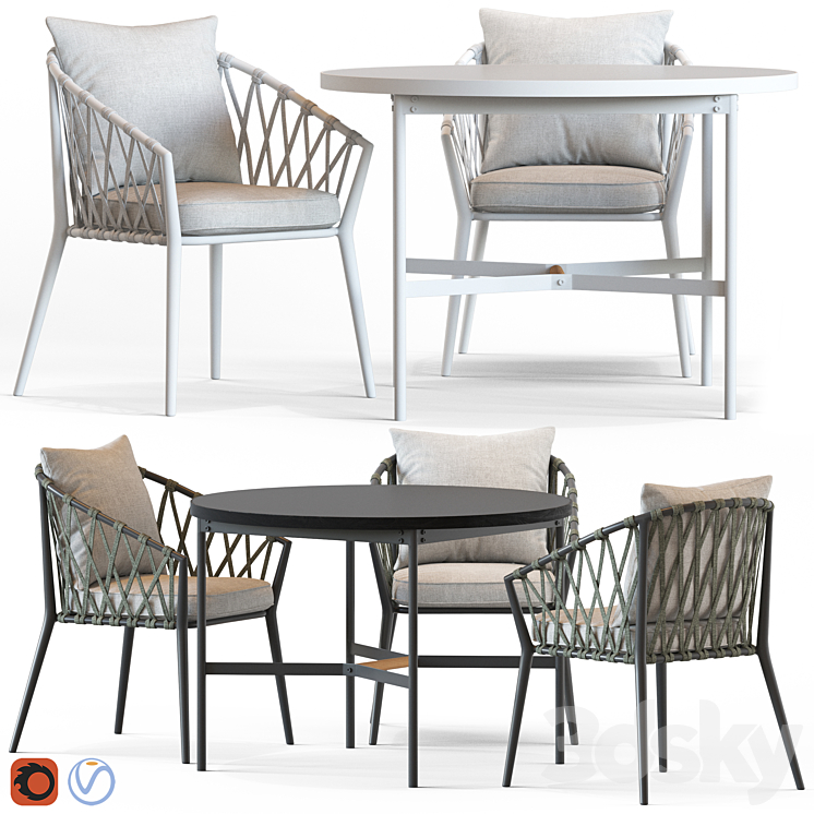 Globewest Maui Armchair and Morgan Table 3DS Max - thumbnail 1