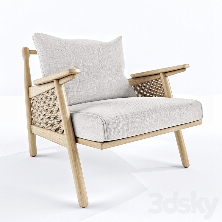 Linen cane chair 3DS Max - thumbnail 2