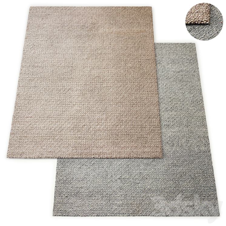 Honeycomb Handwoven Wool Flatweave Rug RH Collection 3DS Max - thumbnail 1