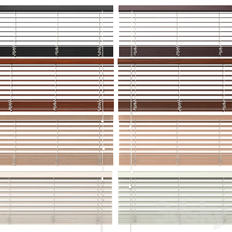 Wooden Blinds And Windows 3D Model