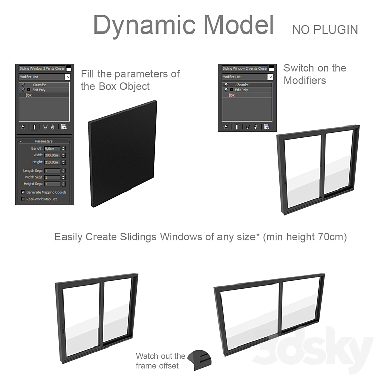 Dynamic Sliding Windows Set 01 3D Model 3DSKY Decor Helper