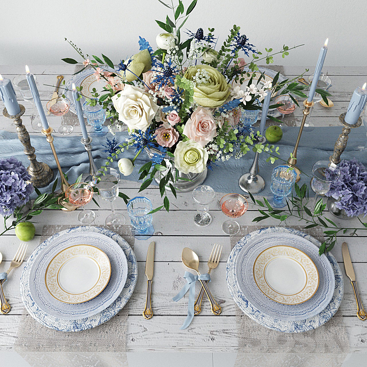 Provence style table setting 3D Model Free