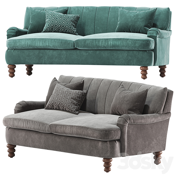 Channel Tufted Two-Cushion Sofa 3D Model