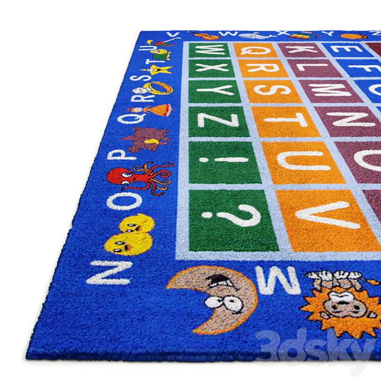 Jenny Collection Light Blue Kids Area Rug 3DS Max - thumbnail 2