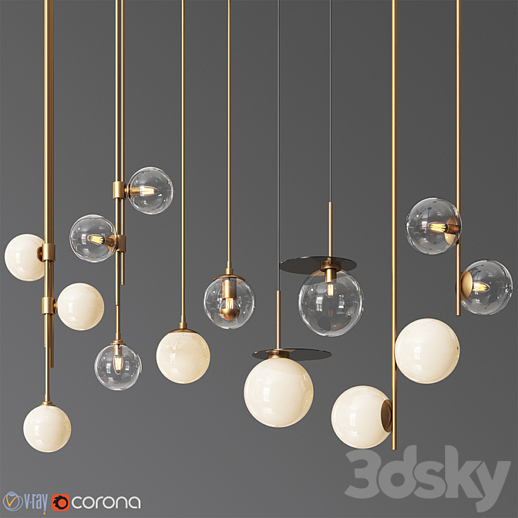 Pendant Light Collection 14 – 4 Type 3DS Max - thumbnail 1