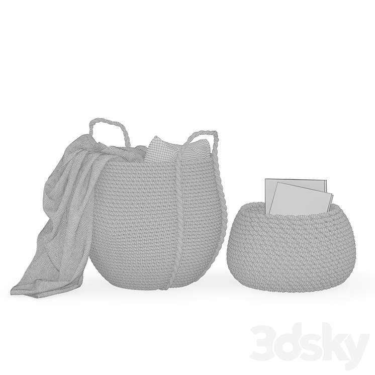 Baskets decor set 3D Model