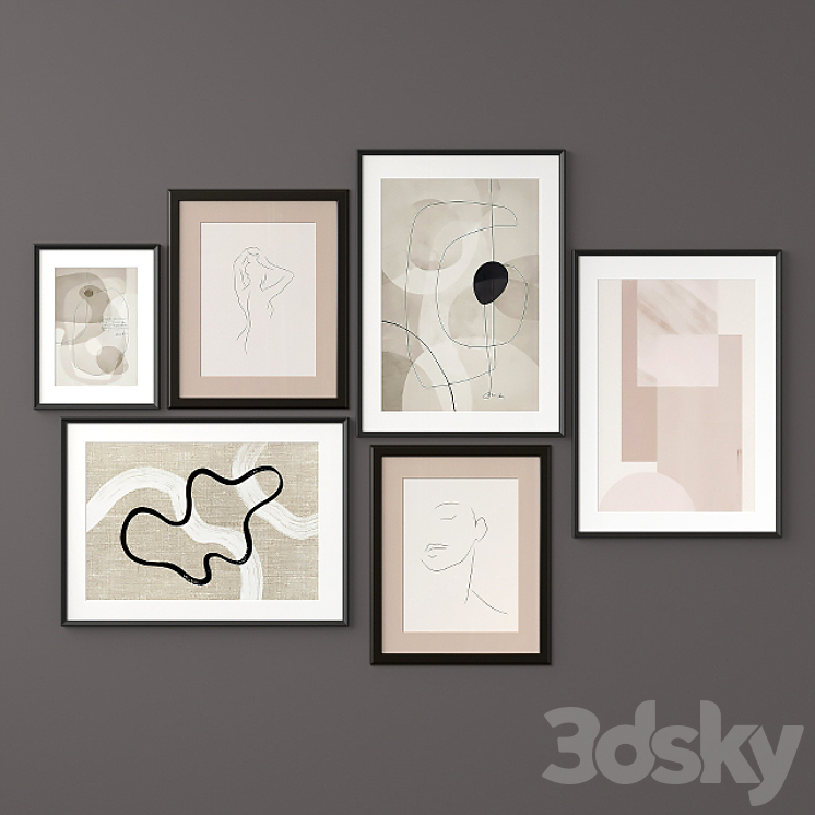 Abstract paintings set 3D Model