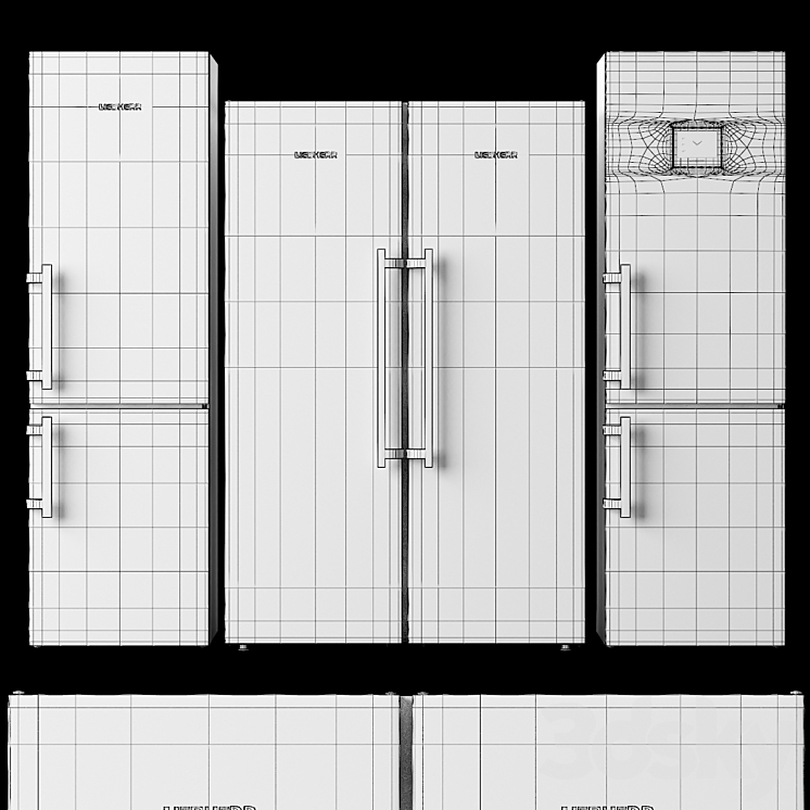 Set of refrigerators Liebherr 3DS Max - thumbnail 2