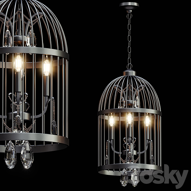 Beautiful Bird Cage Chandelier 3DS Max - thumbnail 1