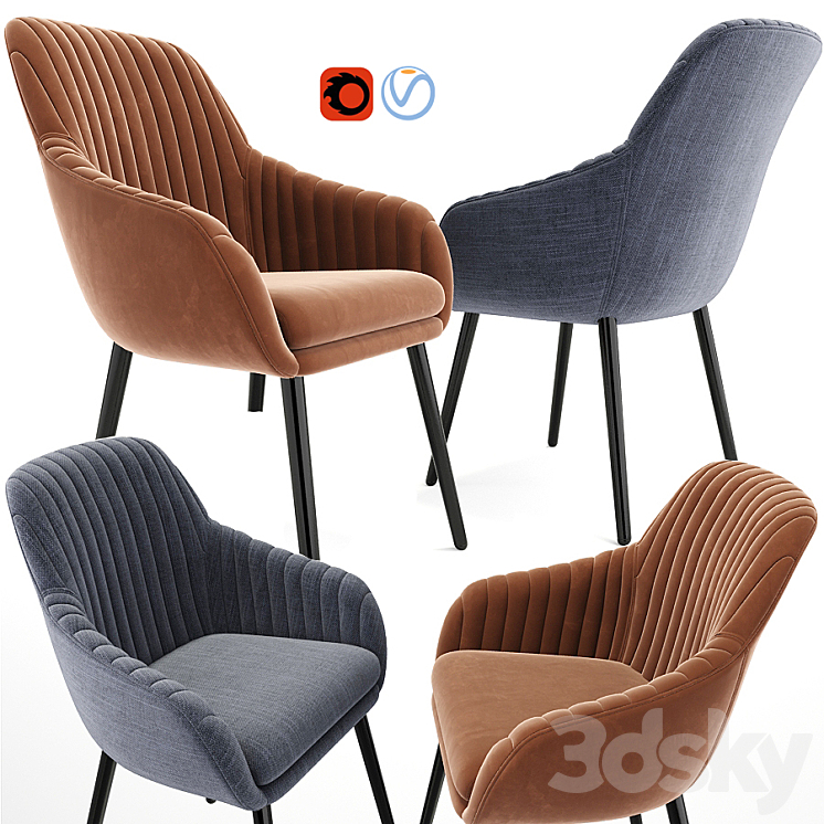 Rochelle Strip Lounge Chair 02 3DS Max - thumbnail 1