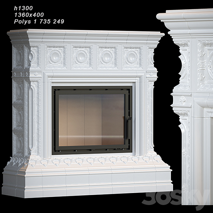 Tiled fireplace 04 3DS Max - thumbnail 1