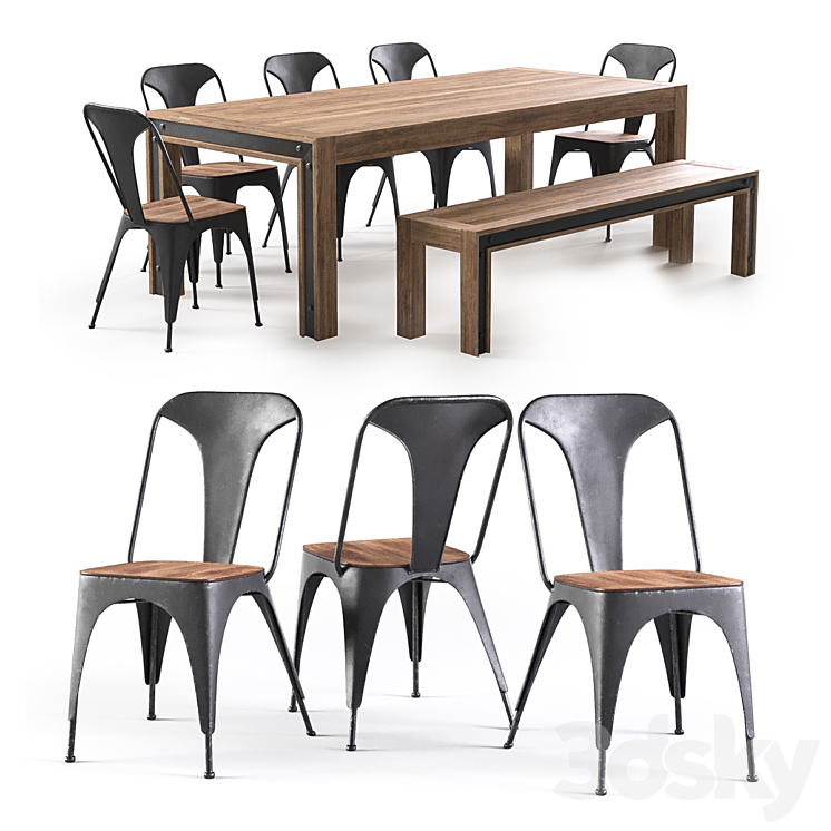 Amos table and chairs 3DS Max - thumbnail 1