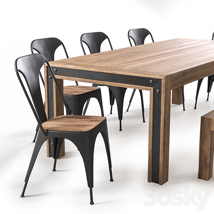 Amos table and chairs 3DS Max - thumbnail 2
