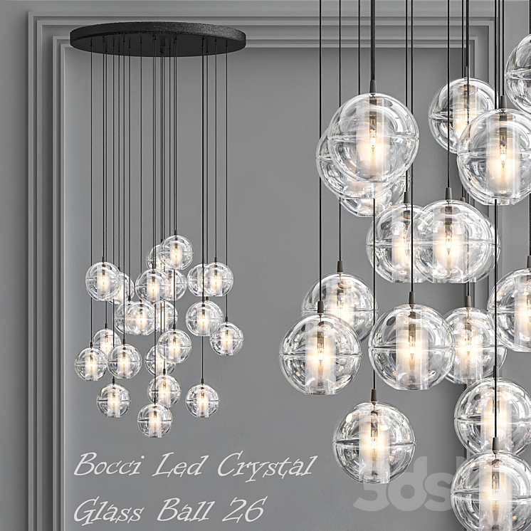 Bocci Led Crystal Glass Ball 26 designed by Omer Arbel in 2005 3DS Max - thumbnail 1