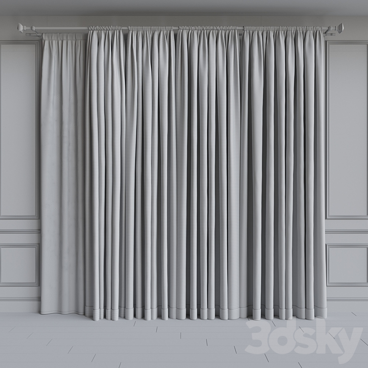 Set of curtains on the cornice 20. Gray range 3D Model