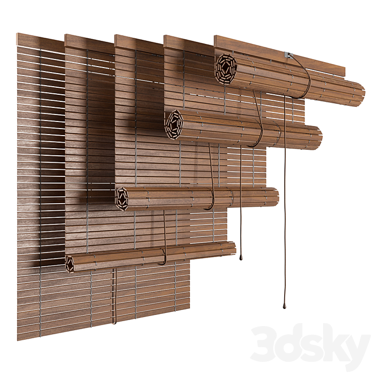 Wood roller blind 3DS Max - thumbnail 1