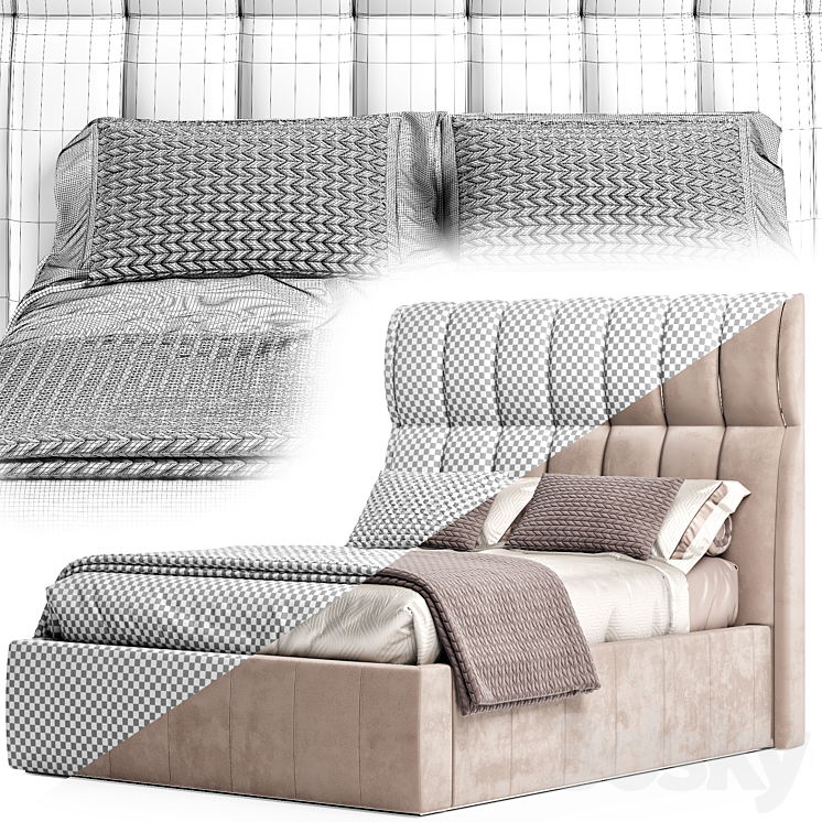 Bed Volpi INES 3DS Max - thumbnail 2