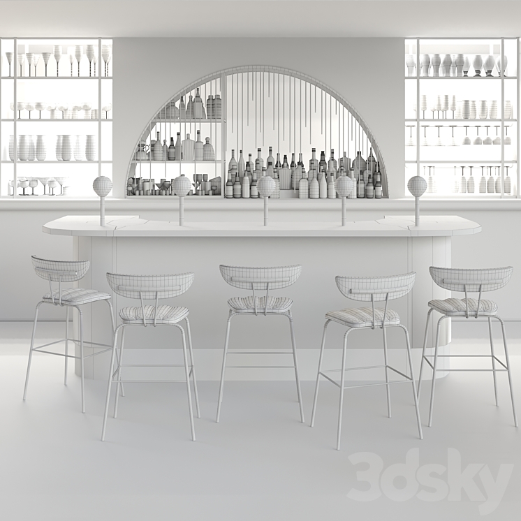 Pub in classic style with a collection of strong alcohol. Alcohol 3DS Max - thumbnail 2