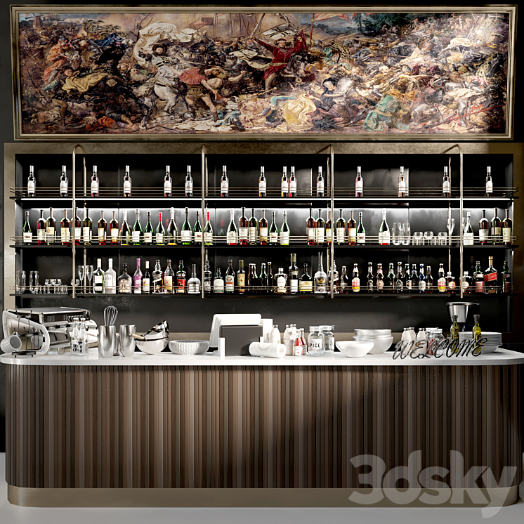 Design project of a restaurant with its own collection of wine and spirits 2 3DS Max - thumbnail 1