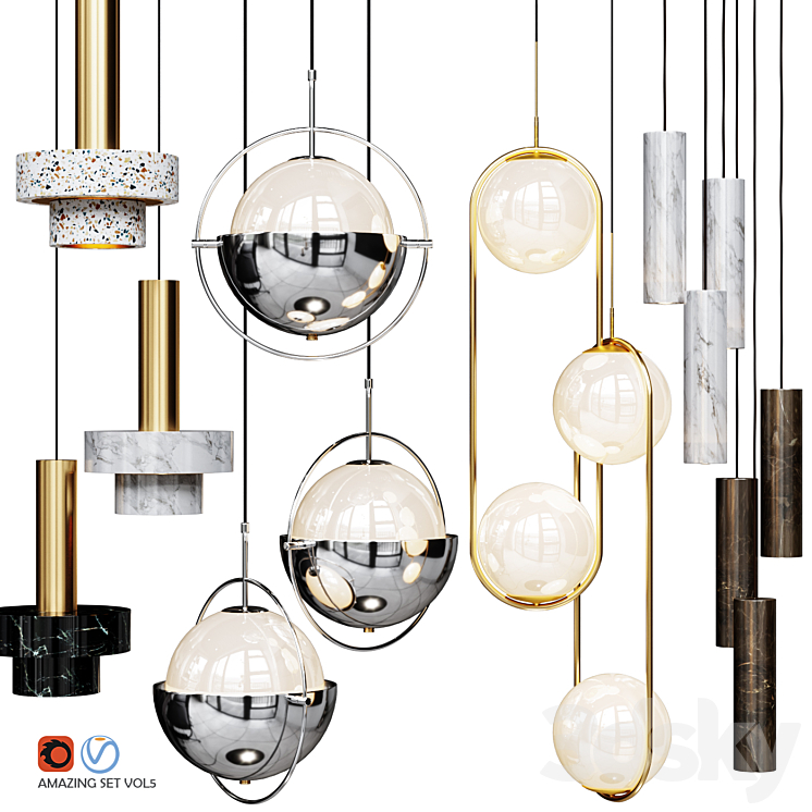 Four Pendant Lights amazing set vol5 3D Model