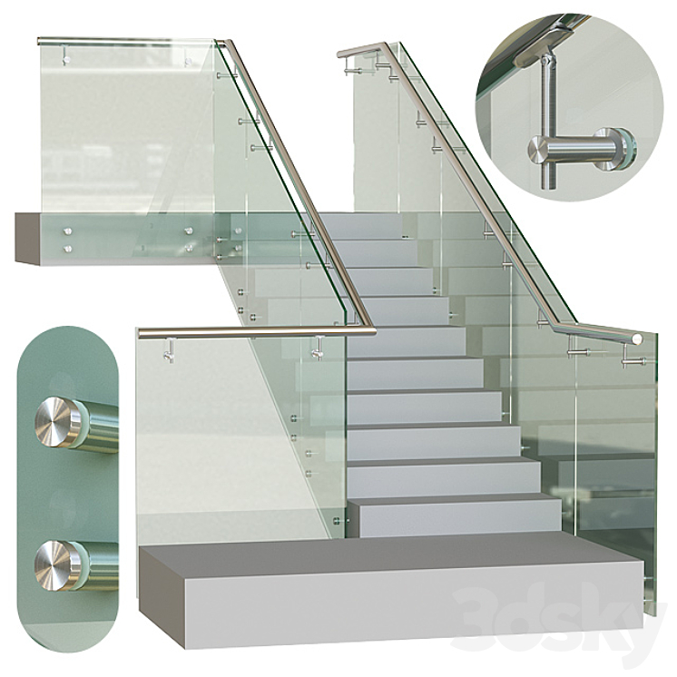 Spotted glass railing 5 3DS Max - thumbnail 1