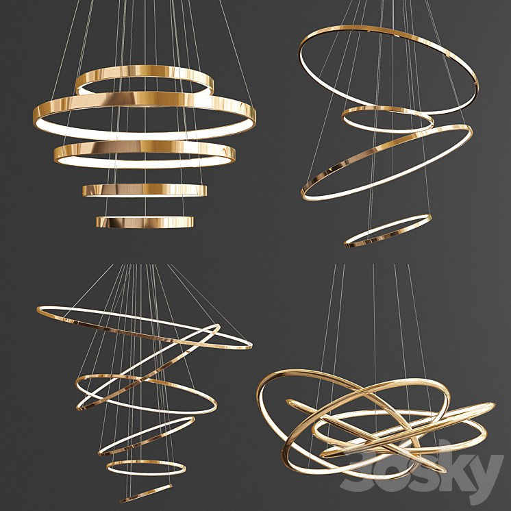 Four Exclusive Chandelier Collection_28 Rings 3DS Max - thumbnail 1