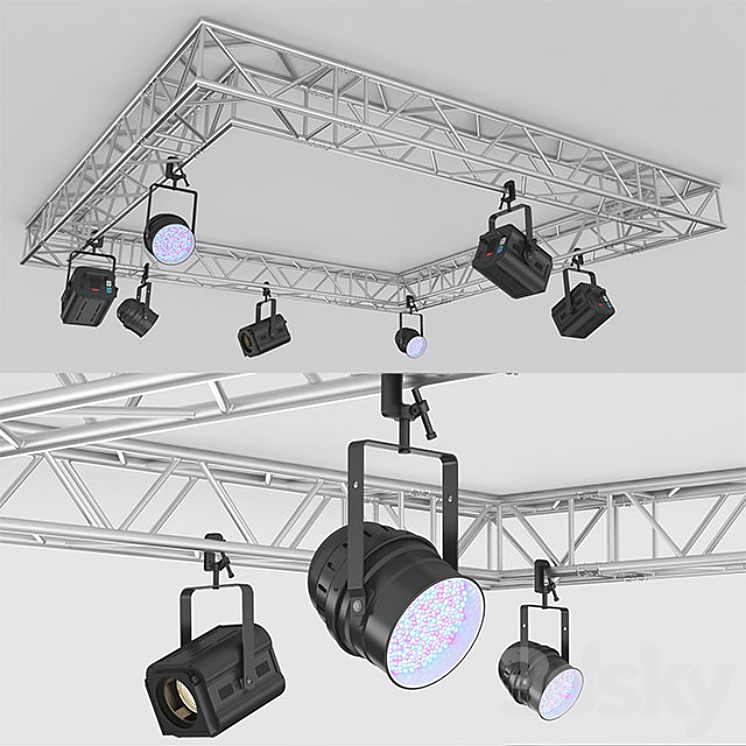 Stage light assembly 3DS Max - thumbnail 2