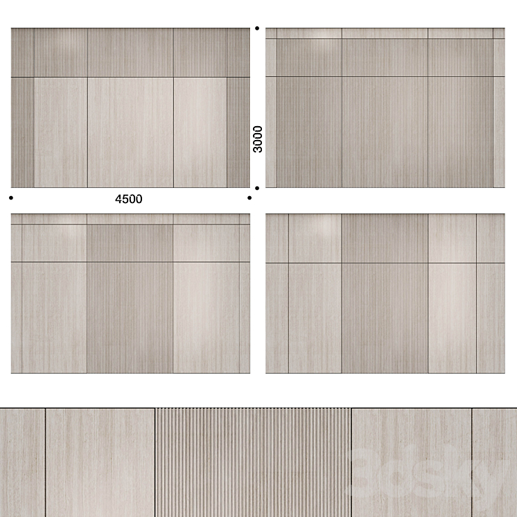 Wood wall panel 2 3DS Max - thumbnail 2