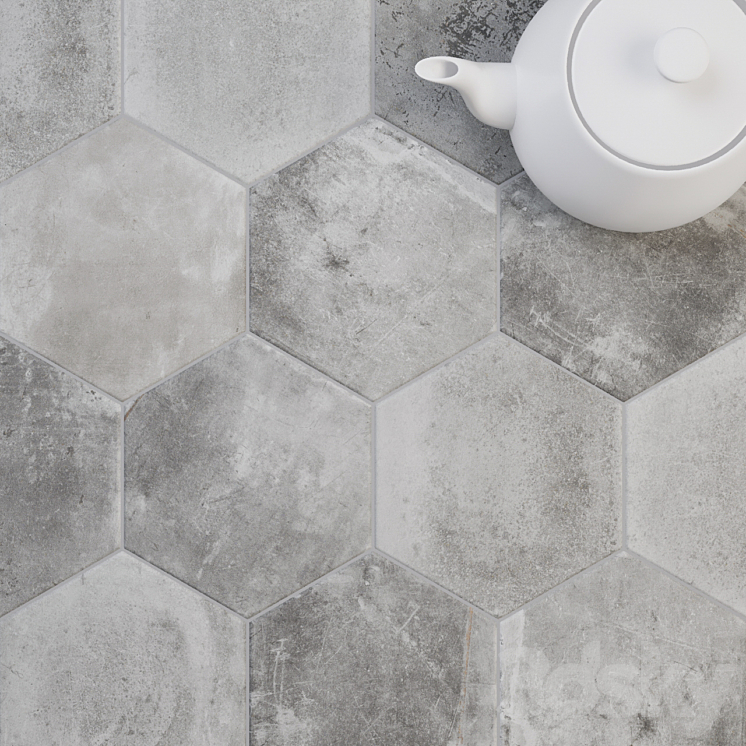 CIR Miami Esagona Dust Gray (Ex Polvere) Tile Set 3D Model