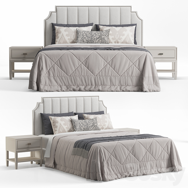 Princeton Step Rectangular Upholstered Bed 3DS Max - thumbnail 1