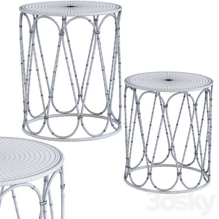 Side Table Bamboo Loop (2Set) 3D Model