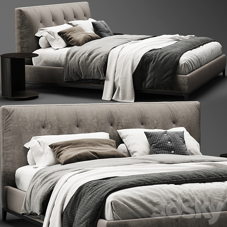 Minotti andersen quilt bed 3DS Max - thumbnail 1