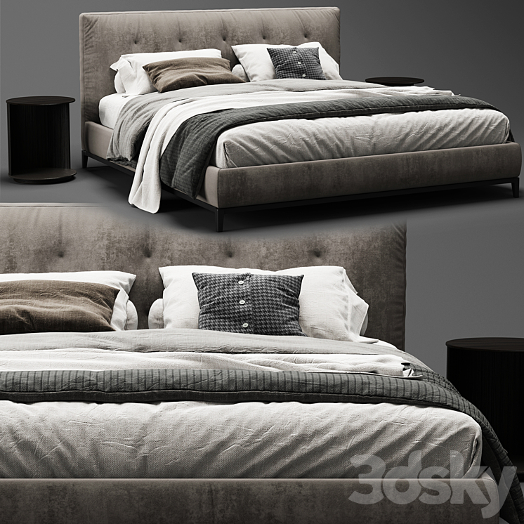 Minotti andersen quilt bed 3DS Max - thumbnail 2