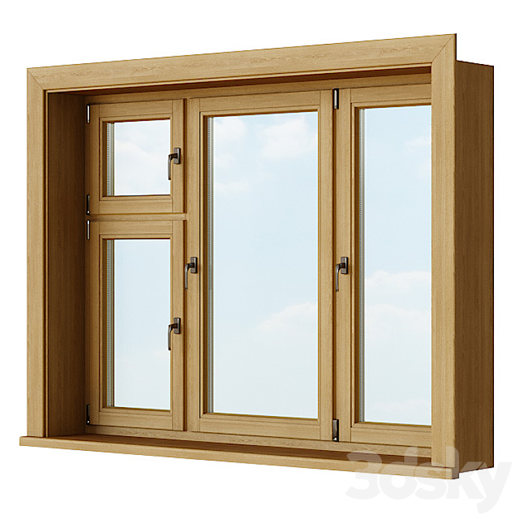 Set of wooden windows 1 + Designer 3D Model