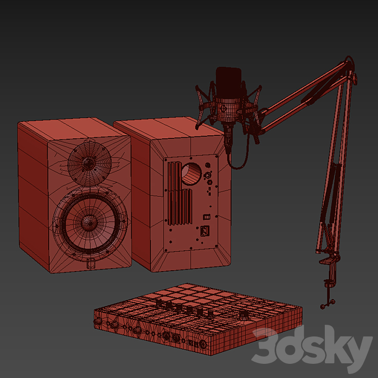 Set for a sound engineer blogger musician. 3D Model