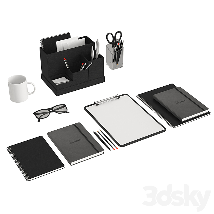 Office decor set 3D Model